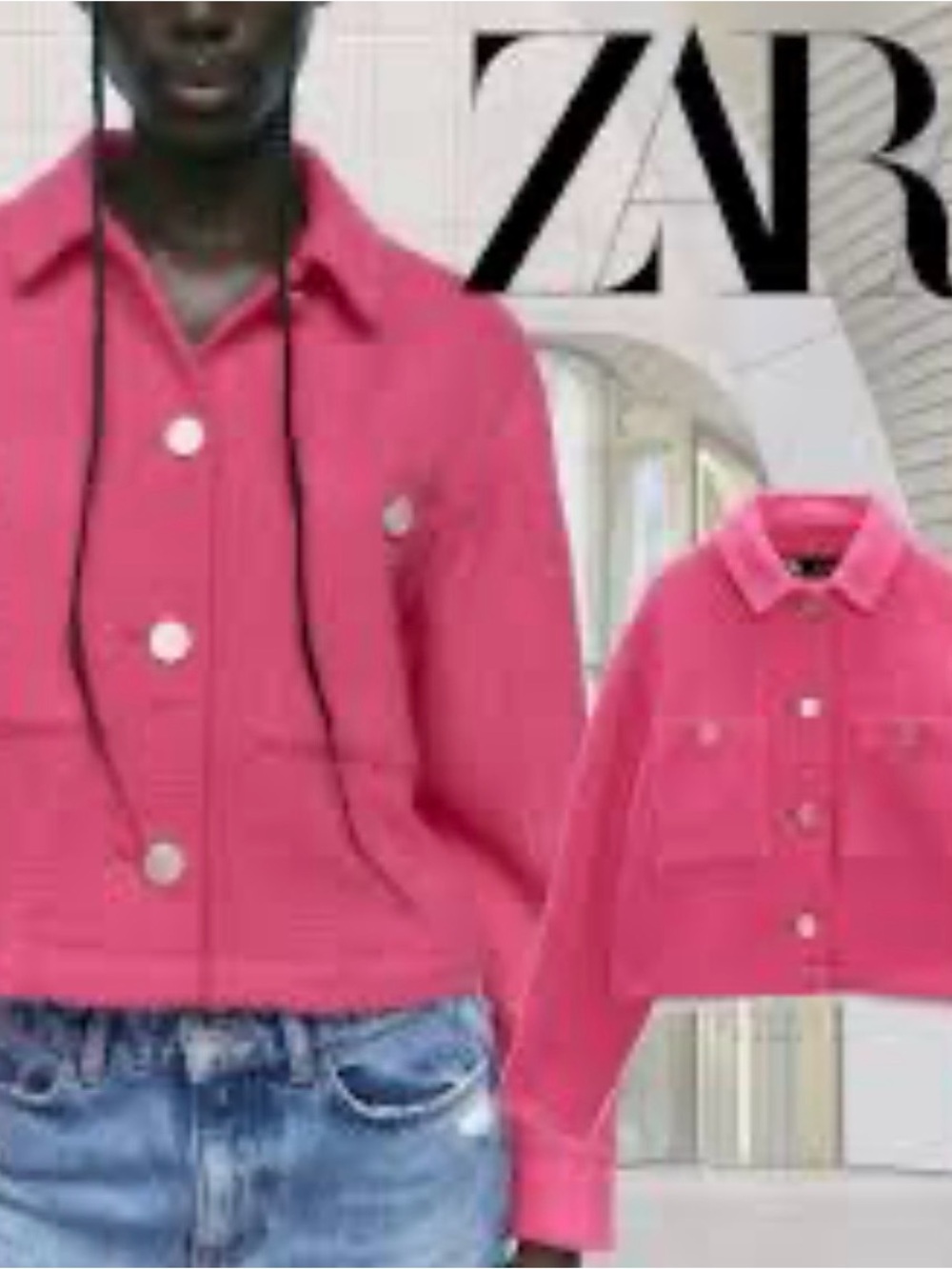 Zara NWT Pink Cropped Tweed Jacket